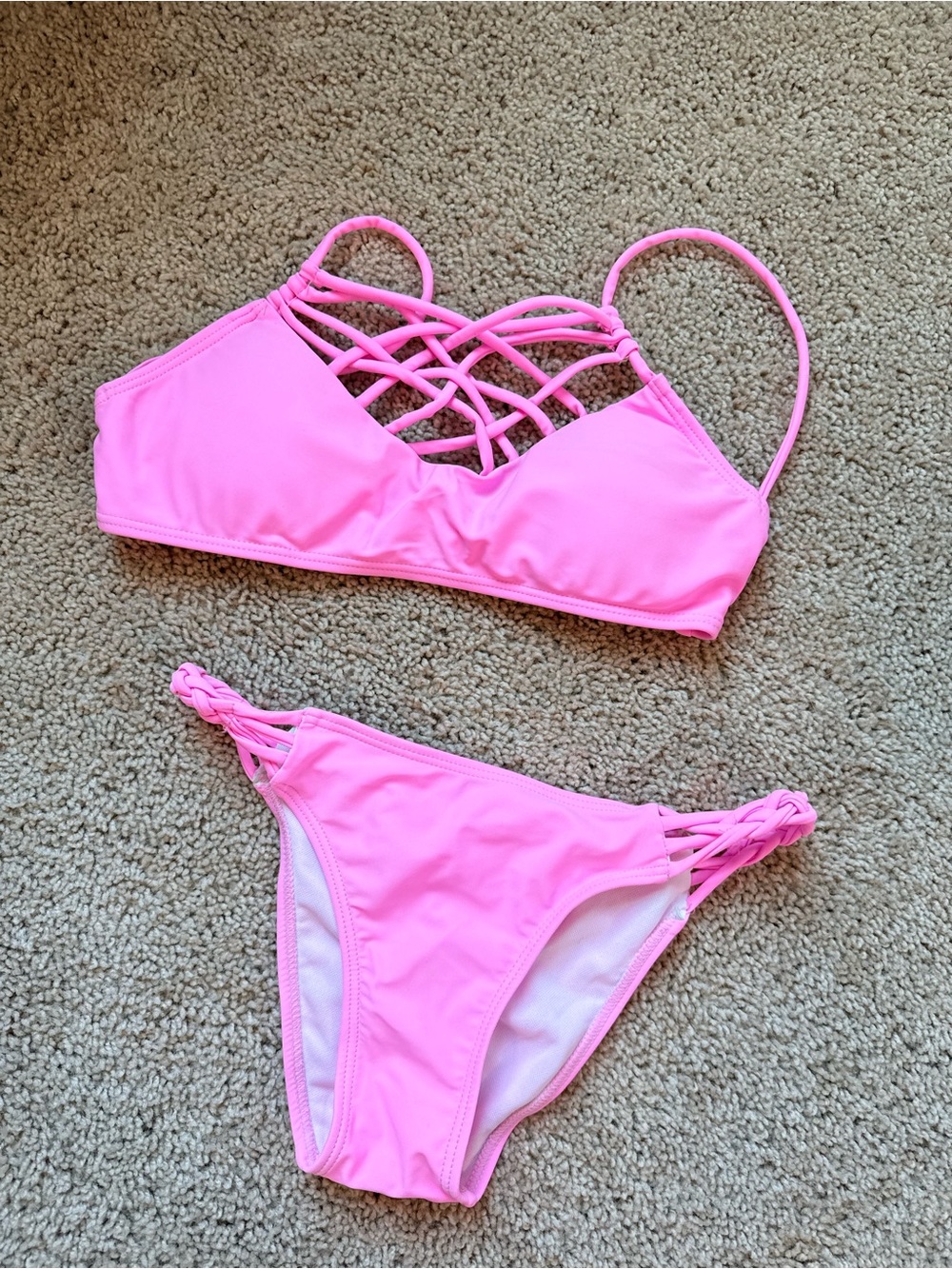 Hot Pink Strappy Bikini Set
